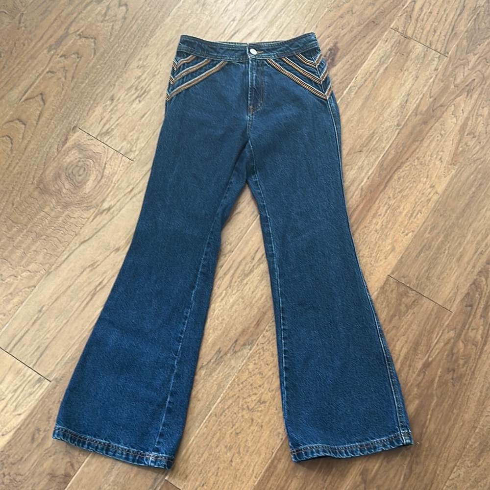 We The Free Blue Flare Wide Leg Jeans